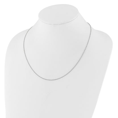 18 Inch 10K White Gold 1.2mm Flat Cable 1In+1In Adjustable Chain Necklace