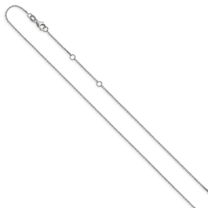 10K White Gold 1.05mm D/C Cable 1In+1In Adjustable Chain