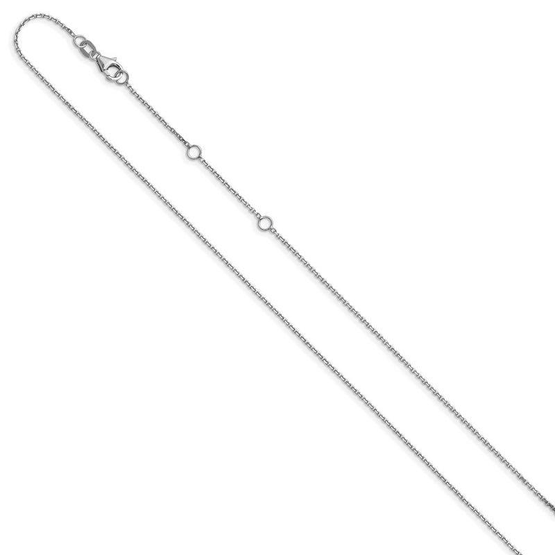 18 Inch 10K White Gold 1.05mm D/C Cable 1In+1In Adjustable Chain Necklace