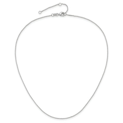 10K White Gold 1.05mm D/C Cable 1In+1In Adjustable Chain