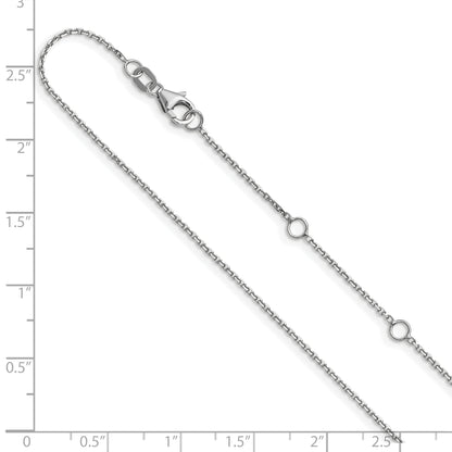 10K White Gold 1.05mm D/C Cable 1In+1In Adjustable Chain