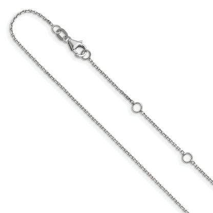 10K White Gold 1.05mm D/C Cable 1In+1In Adjustable Chain