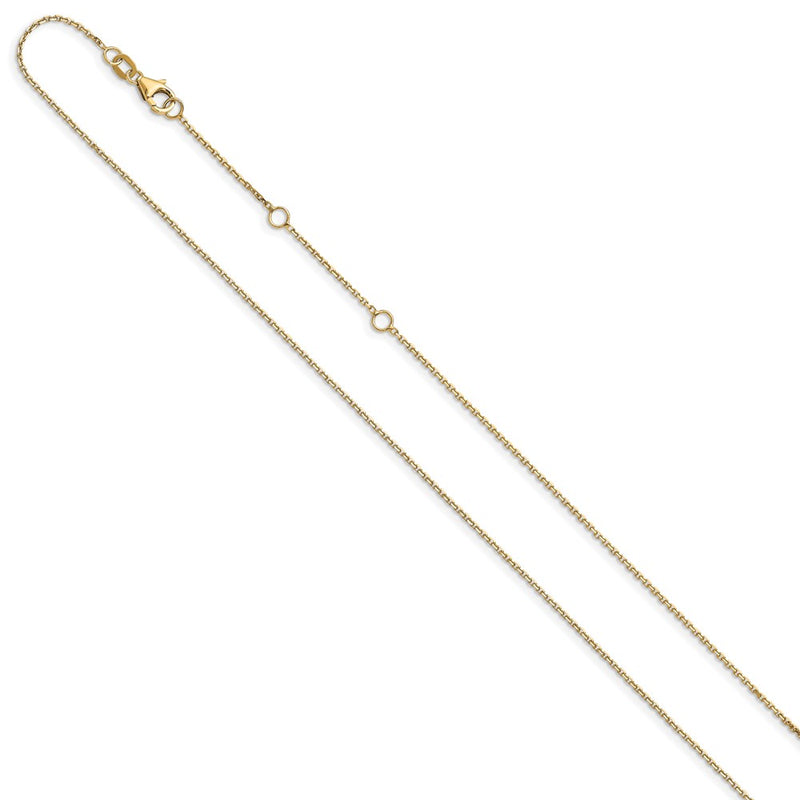 26 Inch 10K Yellow Gold 1.05mm D/C Cable 2In+2In Adjustable Chain Necklace
