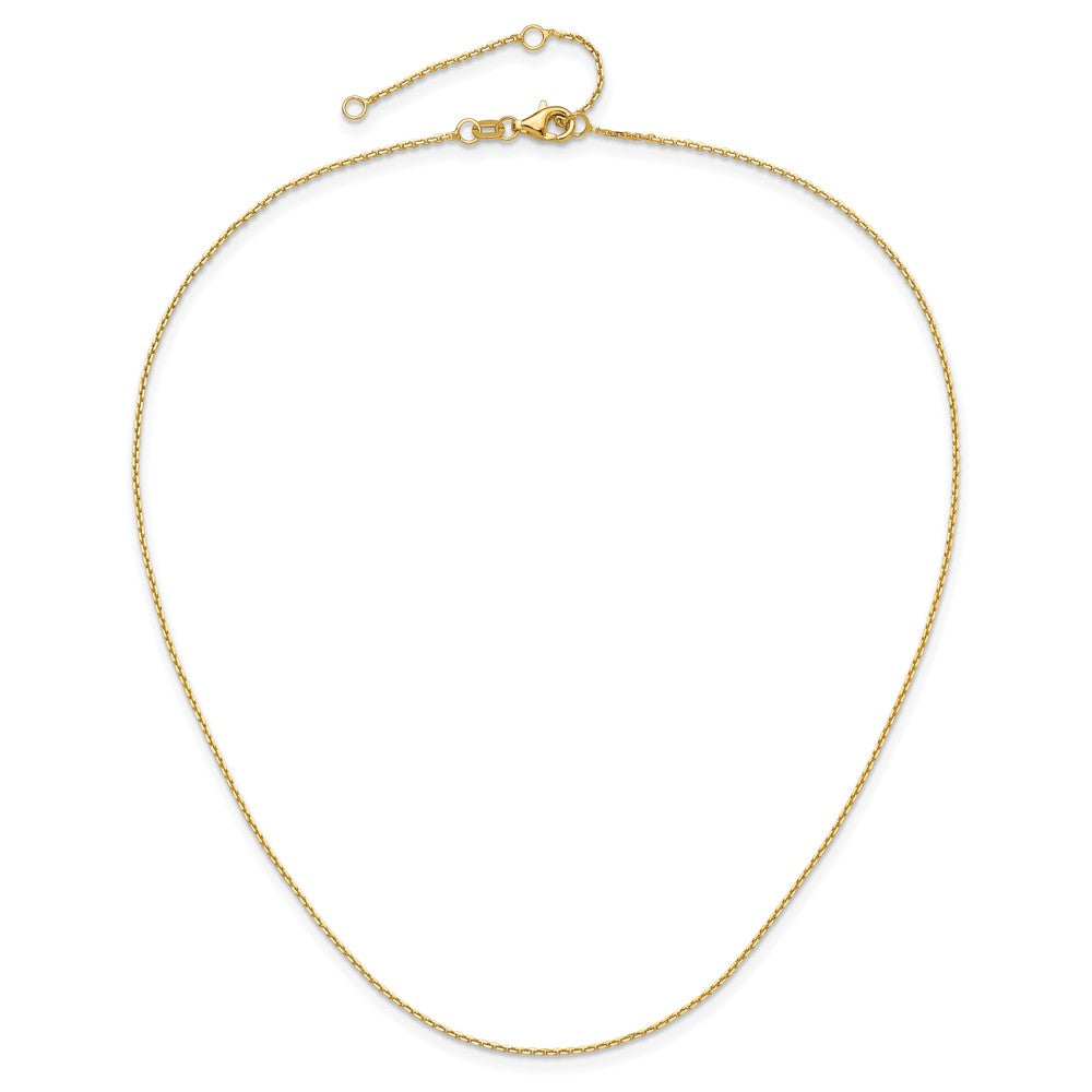 18 Inch 10K Yellow Gold 1.05mm D/C Cable 1In+1In Adjustable Chain Necklace