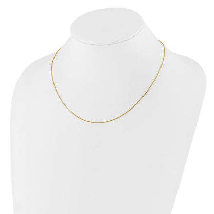 18 Inch 10K Yellow Gold 1.05mm D/C Cable 1In+1In Adjustable Chain Necklace