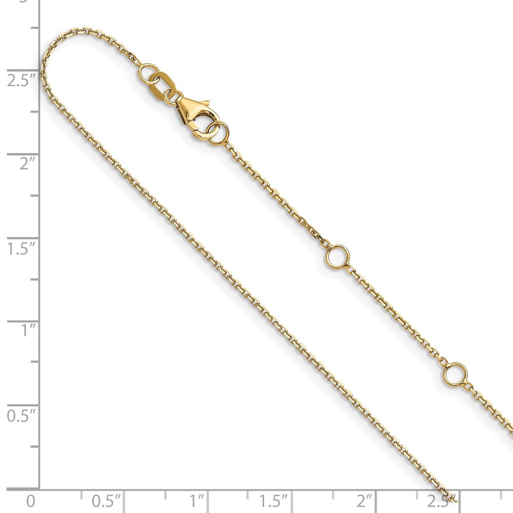 26 Inch 10K Yellow Gold 1.05mm D/C Cable 2In+2In Adjustable Chain Necklace