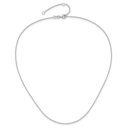10K White Gold 1.1mm Round Cable 2In+2In Adjustable Chain