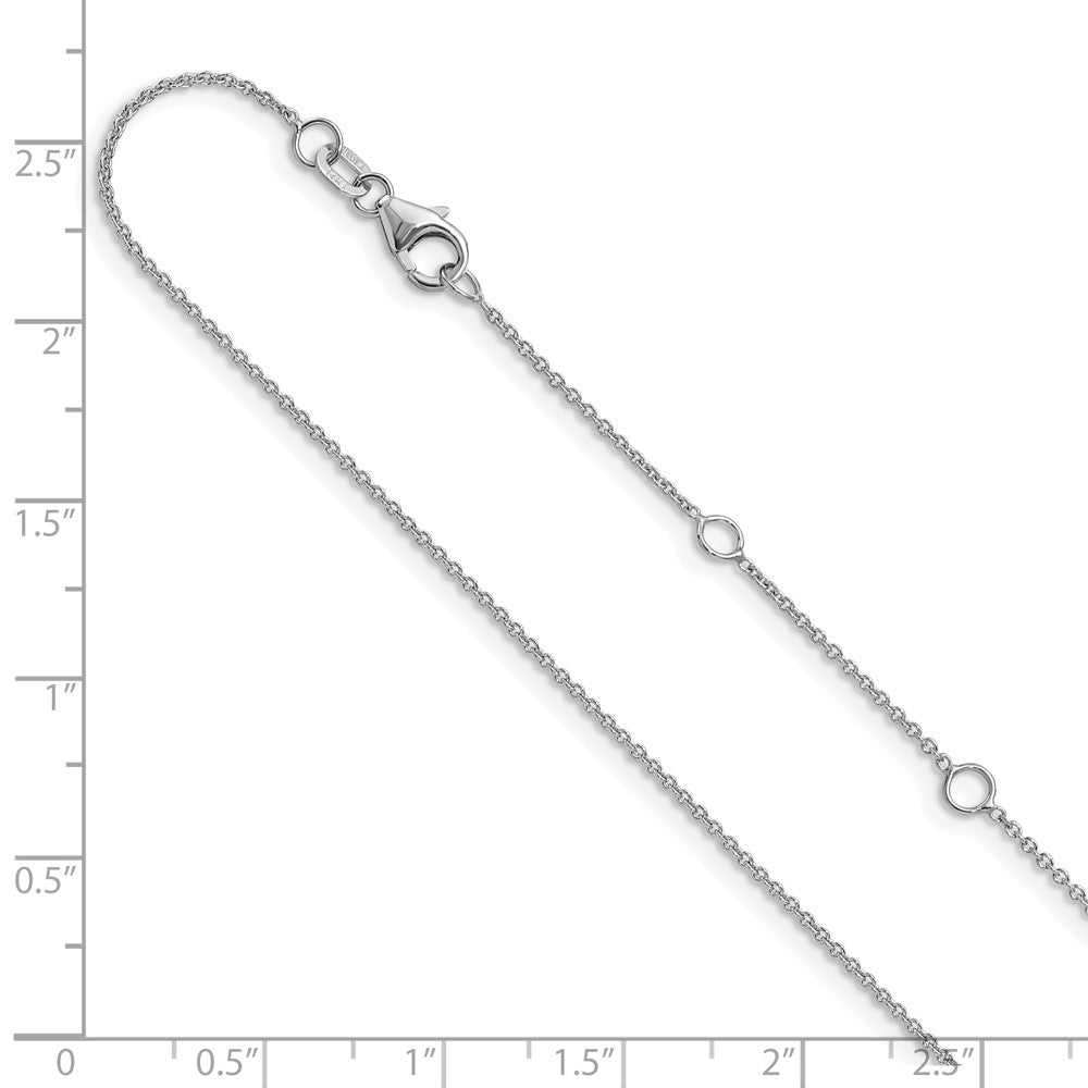 26 Inch 10K White Gold 1.1mm Round Cable 2In+2In Adjustable Chain Necklace