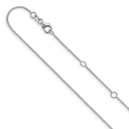 10K White Gold 1.1mm Round Cable 2In+2In Adjustable Chain