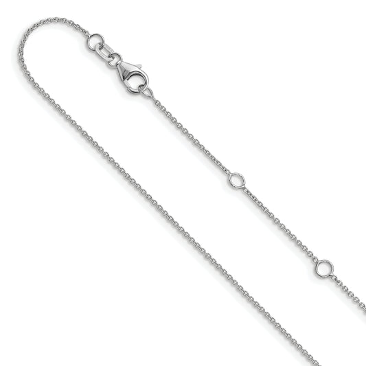 10K White Gold 1.1mm Round Cable 2In+2In Adjustable Chain