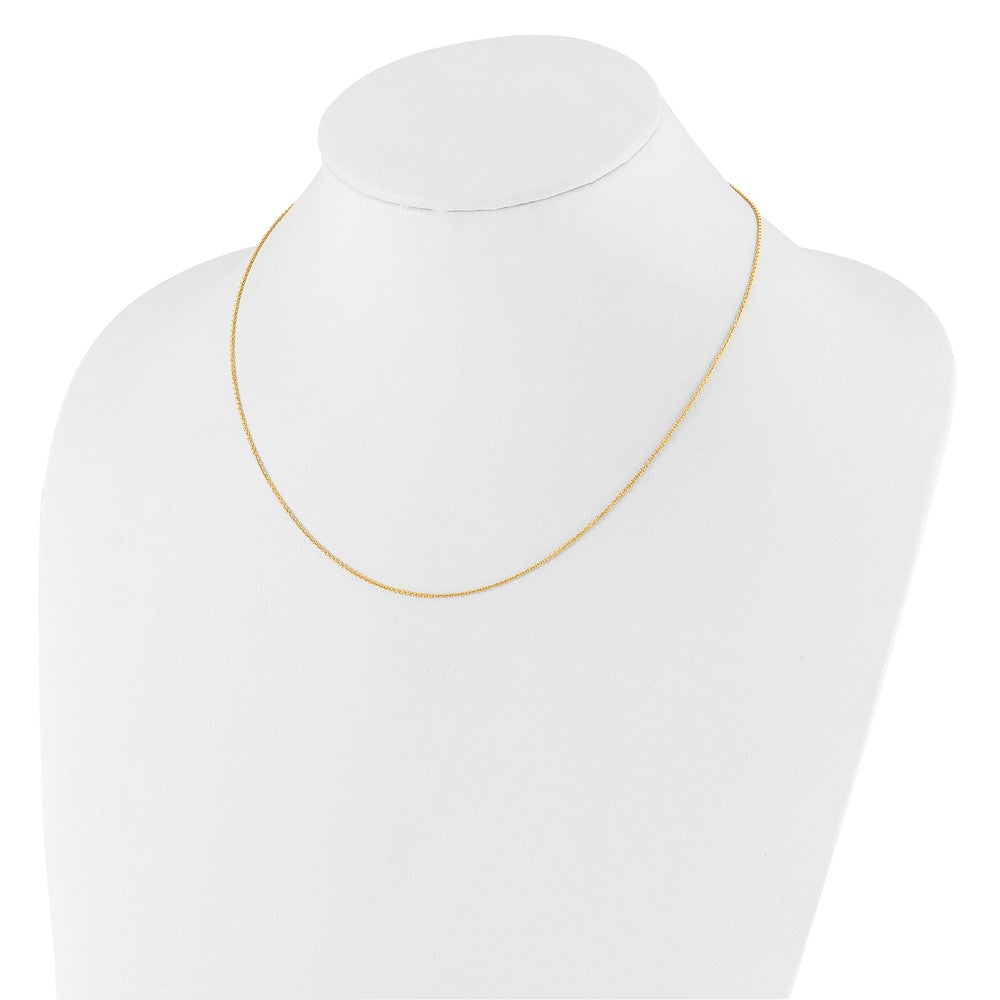 18 Inch 10K Yellow Gold 1.1mm Round Cable 1In+1In Adjustable Chain Necklace