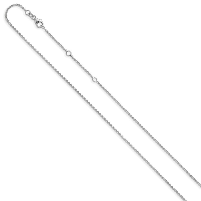 26 Inch 10K White Gold 1.4mm Round Cable 2In+2In Adjustable Chain Necklace