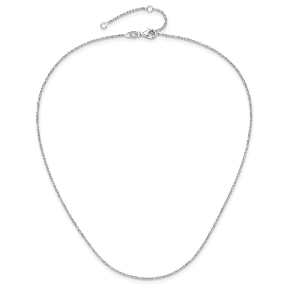 26 Inch 10K White Gold 1.4mm Round Cable 2In+2In Adjustable Chain Necklace
