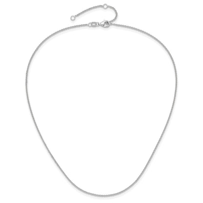 26 Inch 10K White Gold 1.4mm Round Cable 2In+2In Adjustable Chain Necklace