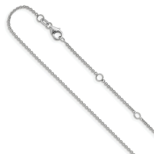 10K White Gold 1.4mm Round Cable 1In+1In Adjustable Chain
