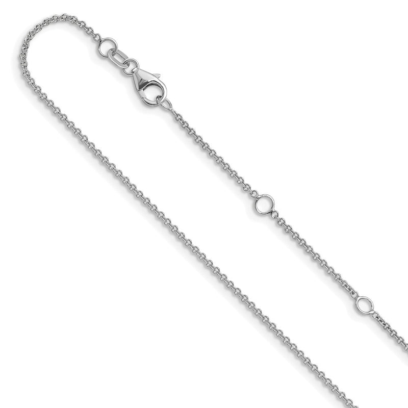 26 Inch 10K White Gold 1.4mm Round Cable 2In+2In Adjustable Chain Necklace
