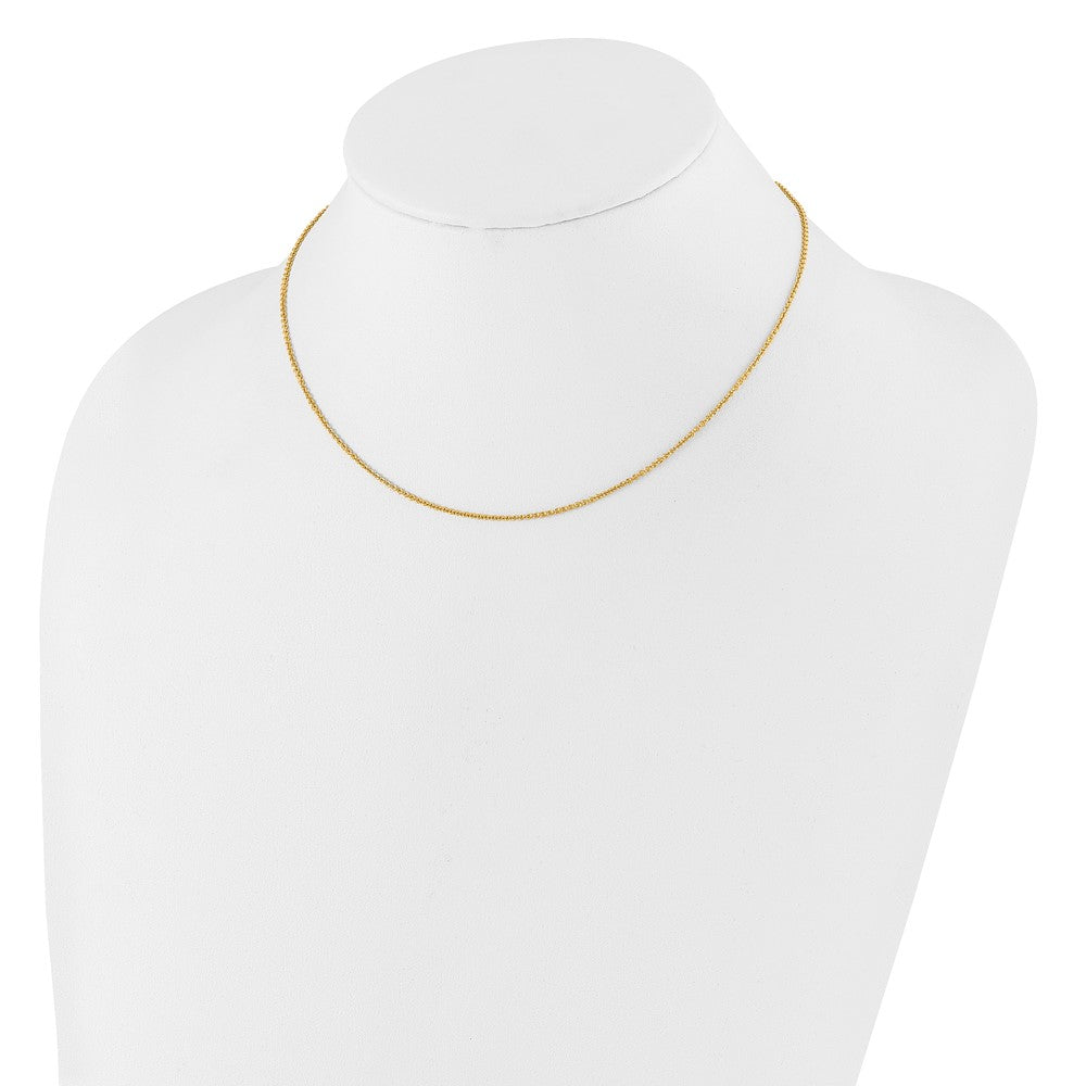 26 Inch 10K Yellow Gold 1.4mm Round Cable 1In+1In Adjustable Chain Necklace