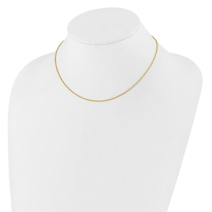 18 Inch 10K Yellow Gold 1.4mm Round Cable 1In+1In Adjustable Chain Necklace