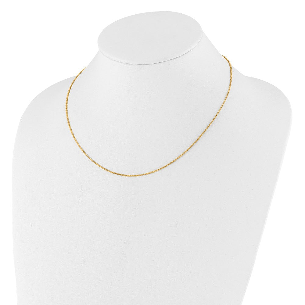 18 Inch 10K Yellow Gold 1.4mm Round Cable 1In+1In Adjustable Chain Necklace
