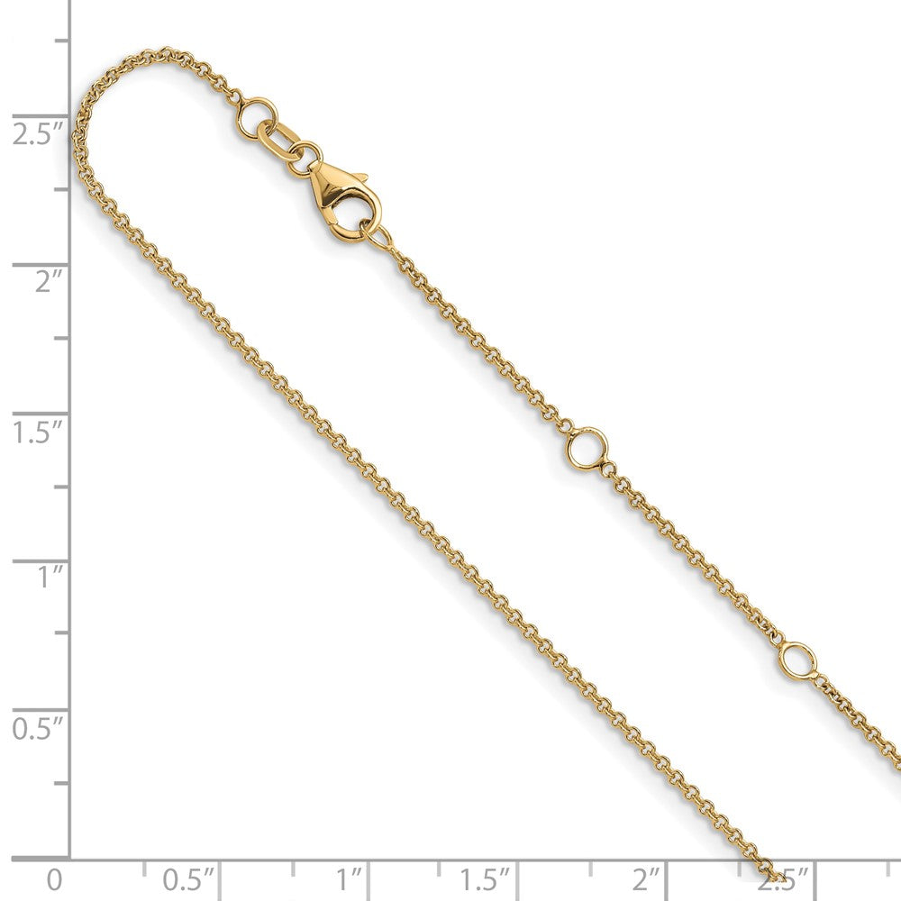 26 Inch 10K Yellow Gold 1.4mm Round Cable 1In+1In Adjustable Chain Necklace