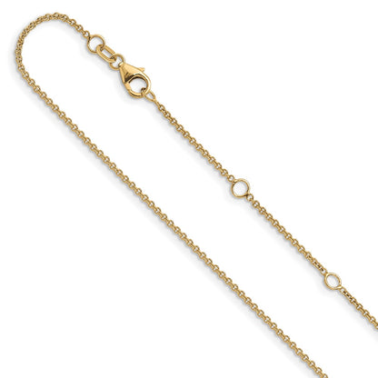 26 Inch 10K Yellow Gold 1.4mm Round Cable 1In+1In Adjustable Chain Necklace