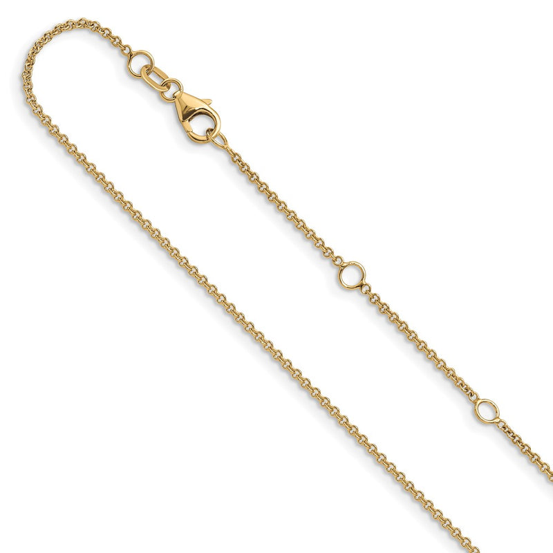 26 Inch 10K Yellow Gold 1.4mm Round Cable 1In+1In Adjustable Chain Necklace