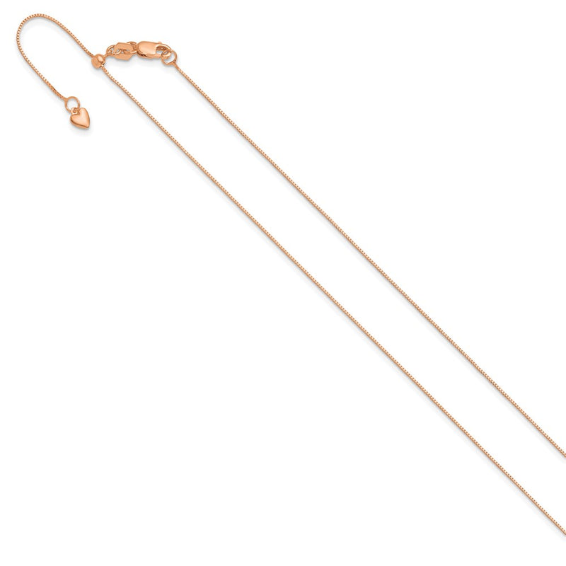 22 Inch 10K Rose Gold Adjustable .55mm Baby Box Chain Necklace