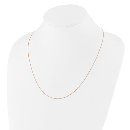 22 Inch 10K Rose Gold Adjustable .55mm Baby Box Chain Necklace