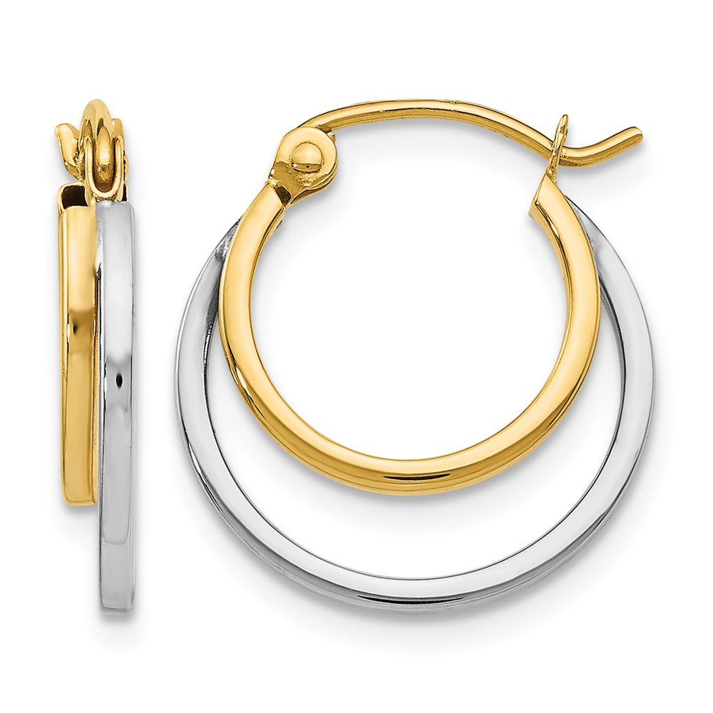 14K Two-Tone Polished Hinged Hoop Earrings