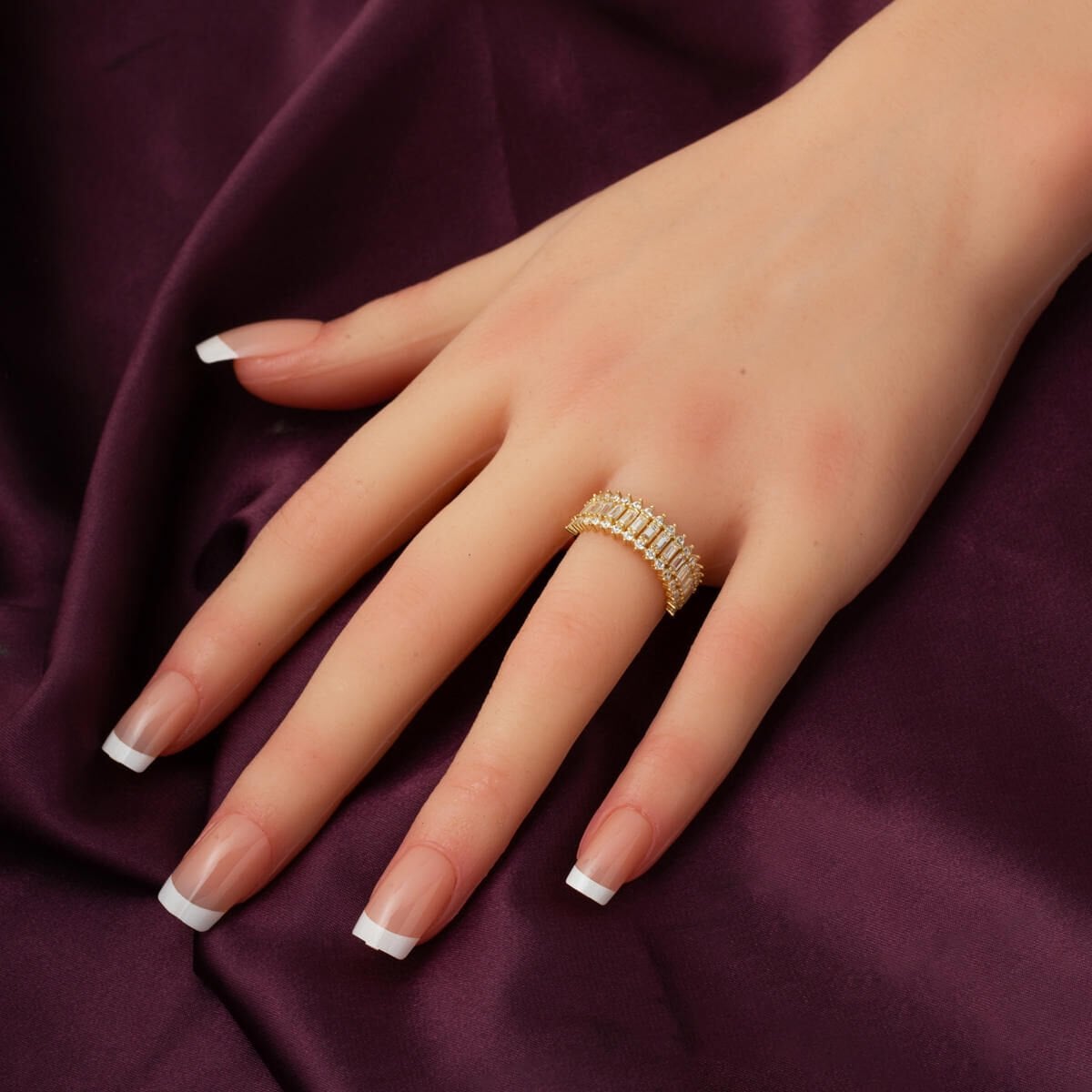 14K Yellow Gold Minimalist Baguette Cubic Zirconia Ring