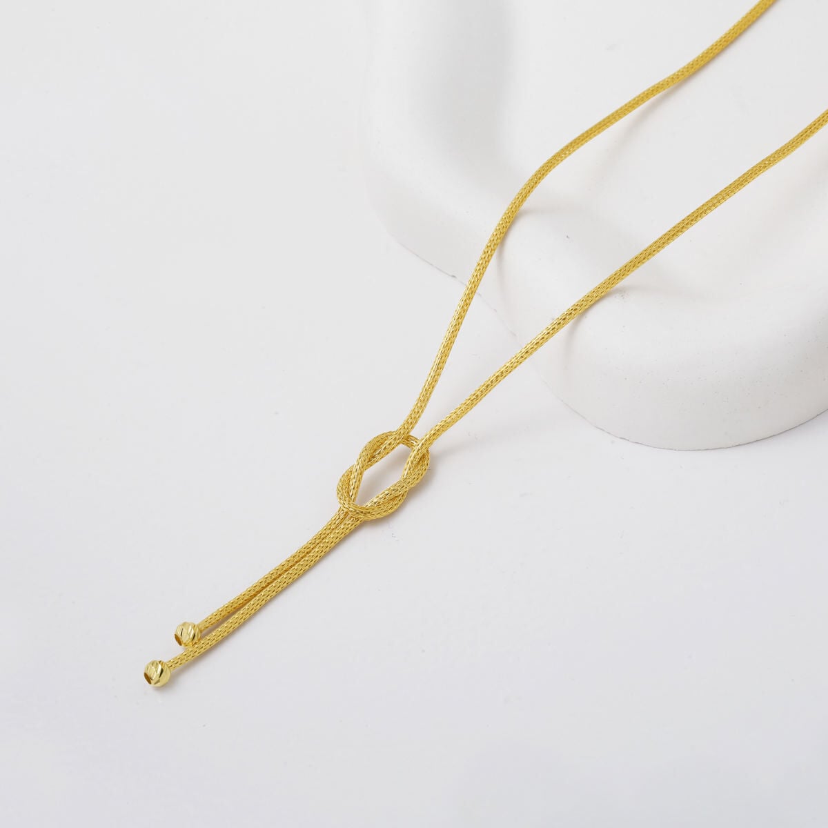 14K Yellow Gold Knot Bracelet and Necklace Jewelry Set