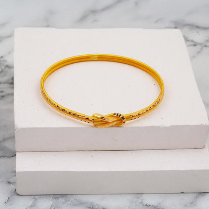22K Yellow Gold Crystal Love Knot Bangle