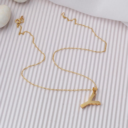14K Yellow Gold Classic Y Initial Necklace