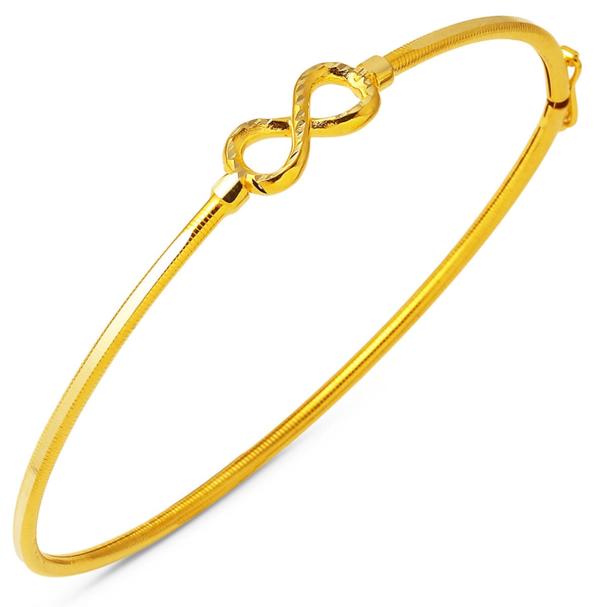 14K Yellow Gold Infinity Ajda Hinged Cuff Bangle