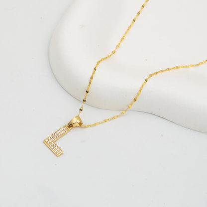 14K Yellow Gold Initial L Cubic Zirconia Necklace