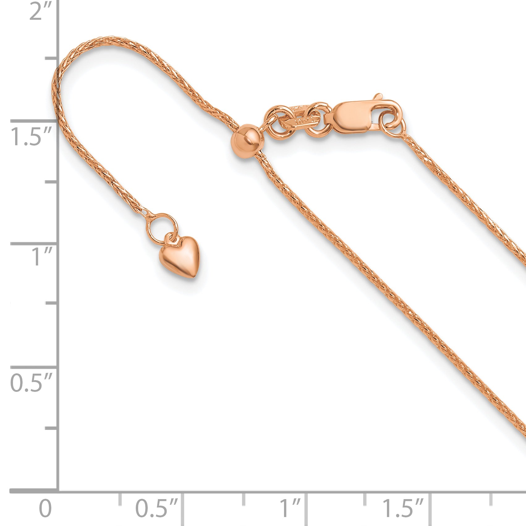 10K Rose Gold Adjustable 1mm Wheat Chain