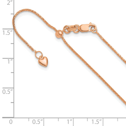 10K Rose Gold Adjustable 1mm Wheat Chain