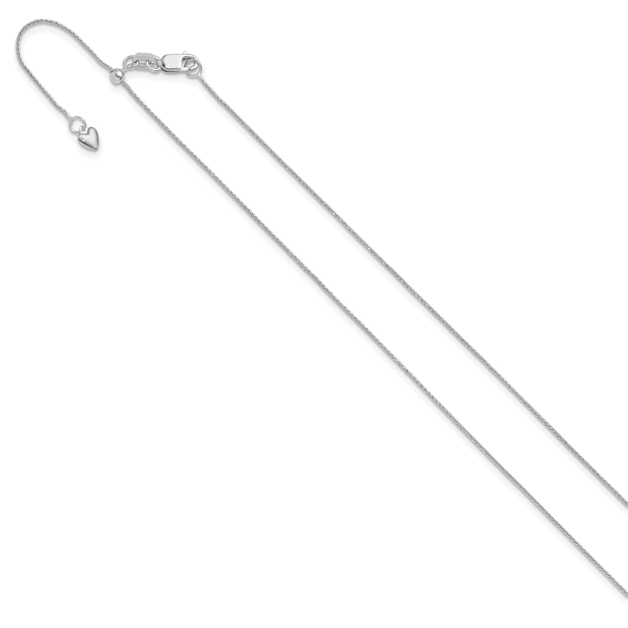 10K White Gold Adjustable .8mm D/C Wheat Chain
