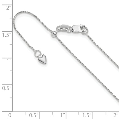 10K White Gold Adjustable .8mm D/C Wheat Chain