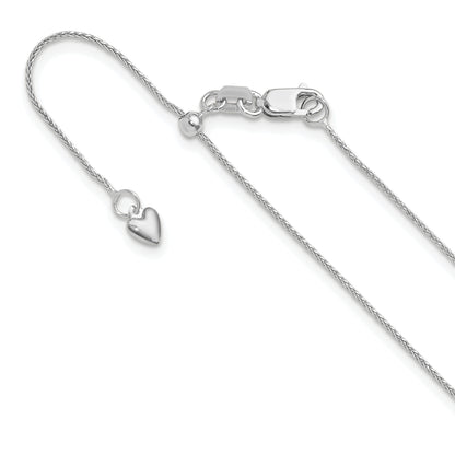 10K White Gold Adjustable .8mm D/C Wheat Chain