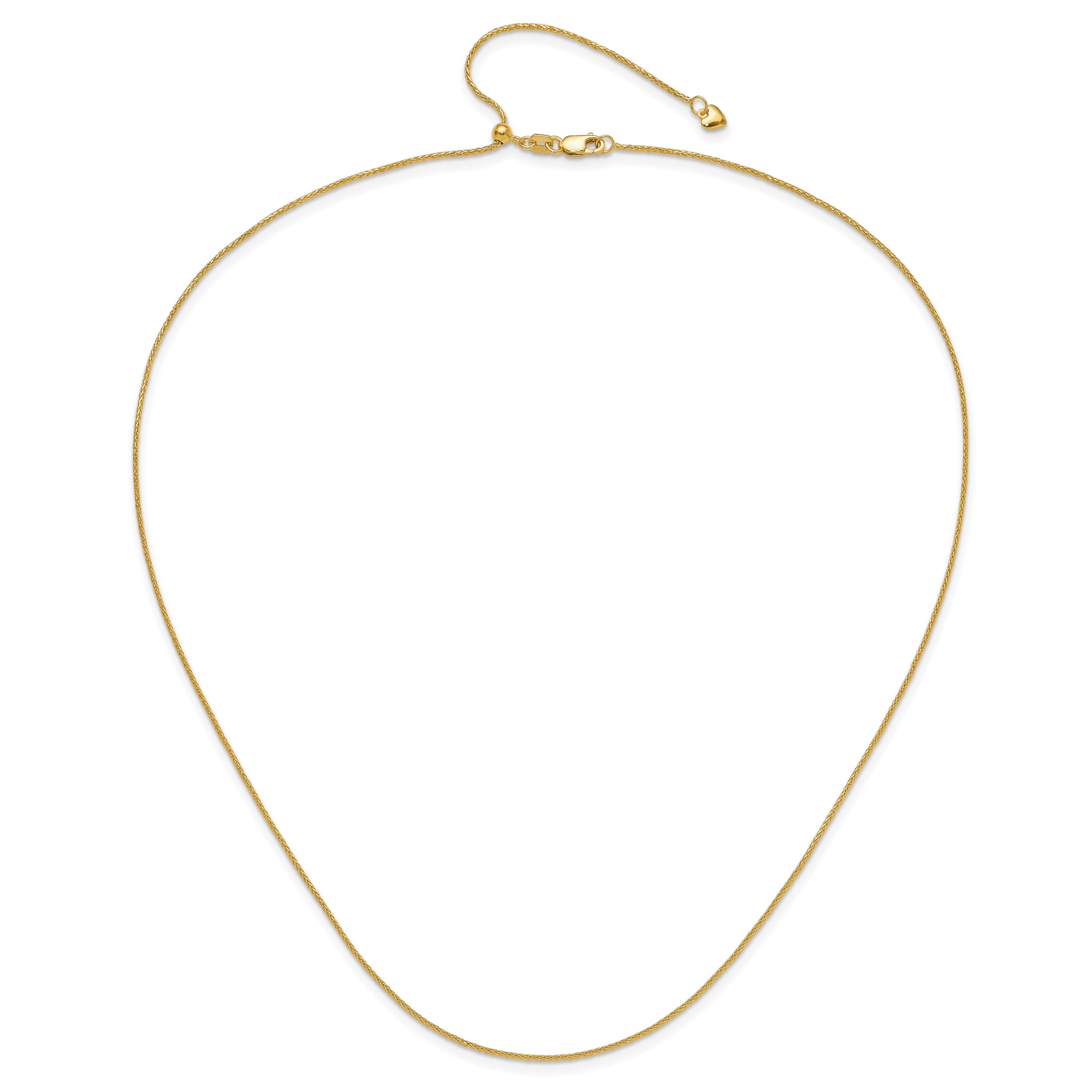 10K Yellow Gold Adjustable 1mm D/C Wheat Chain