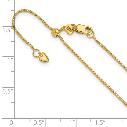 10K Yellow Gold Adjustable 1mm D/C Wheat Chain