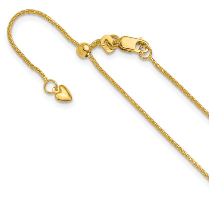 10K Yellow Gold Adjustable 1mm D/C Wheat Chain