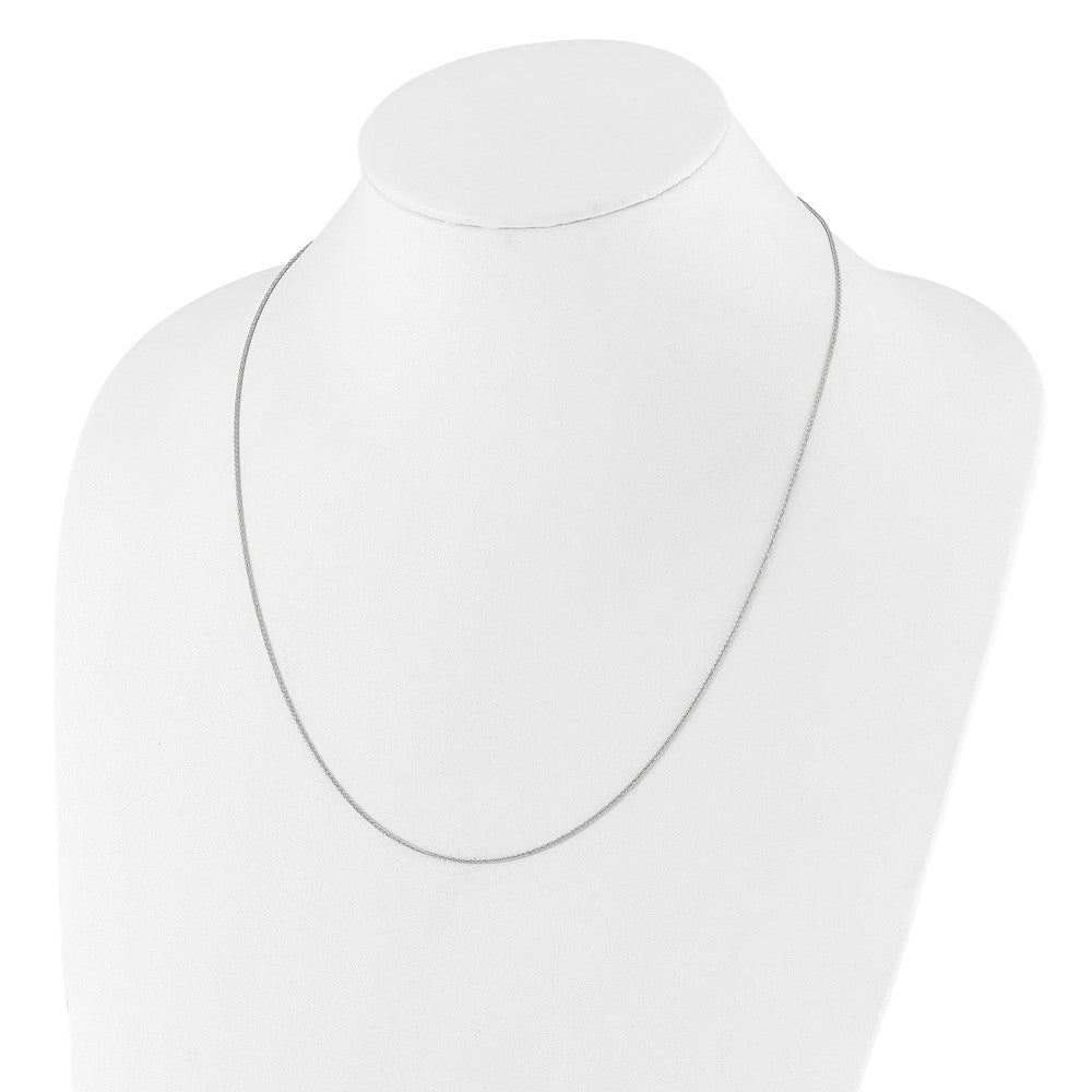 22 Inch 10K White Gold Adjustable 1mm D/C Wheat Chain Necklace