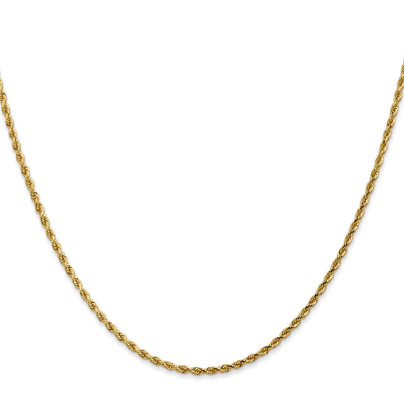2 Inch 10K White Gold 2mm Diamond Cut Rope Chain Necklace