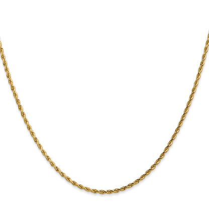 24 Inch 10K White Gold 2mm Diamond Cut Rope Chain Necklace