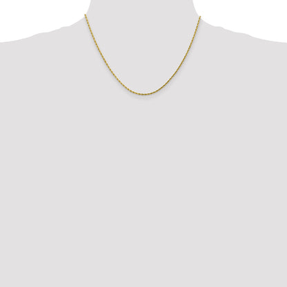 10K White Gold 2mm Diamond Cut Rope Chain