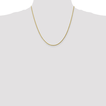 10K White Gold 2mm Diamond Cut Rope Chain