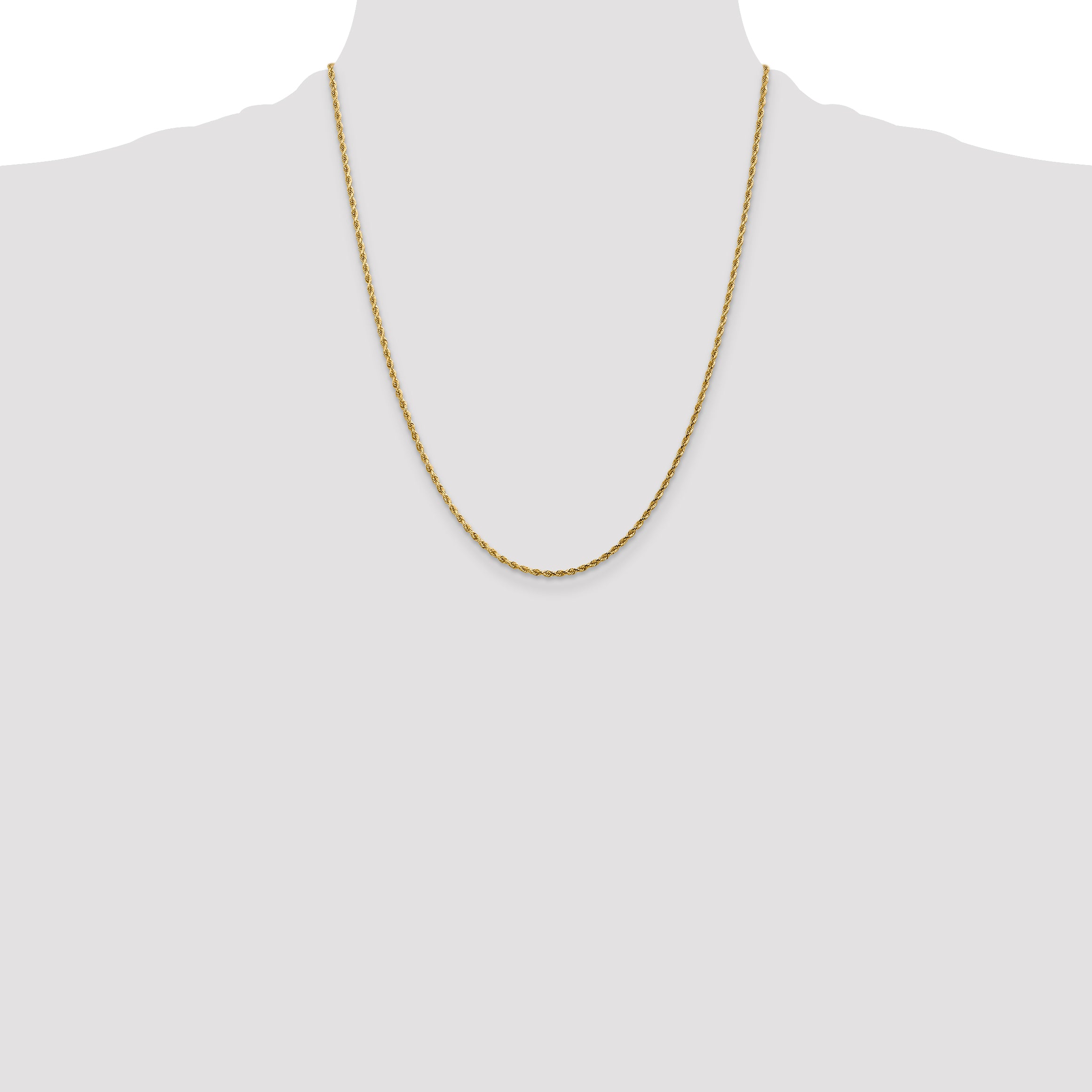 10K White Gold 2mm Diamond Cut Rope Chain