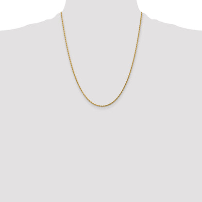 10K White Gold 2mm Diamond Cut Rope Chain